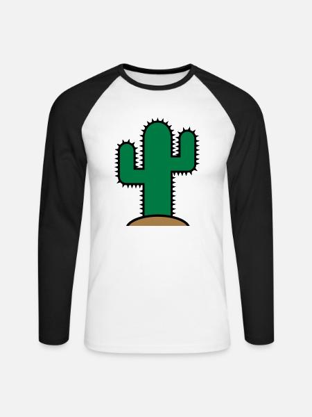 Kaktus - Unisex Baseballshirt langarm - Weiß/Schwarz