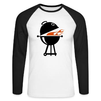 barbecue - Unisex Long Sleeve Baseball T-Shirt - white/black - Front - Nik (191cm)