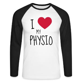 Physiotherapy Physio Krankengymnast Kiné Doctor - Unisex Long Sleeve Baseball T-Shirt - white/black - Front - Nik (191cm)