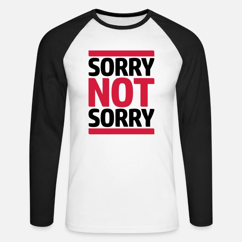 Zitat Sorry Not - Unisex Baseballshirt langarm - Weiß/Schwarz