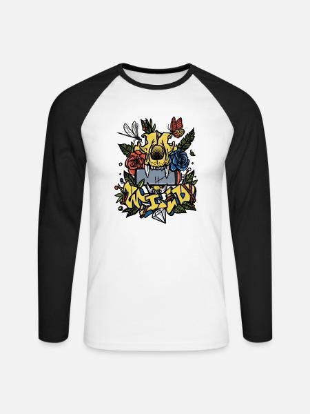 Wild - Unisex Long Sleeve Baseball T-Shirt - white/black
