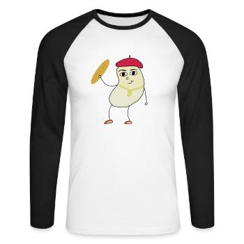 le$bean - Unisex Baseballshirt langarm - Weiß/Schwarz - Vorne - Nik (191cm)