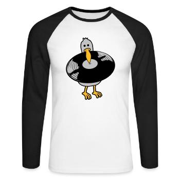 Party Seagull Disque vinyle - T-shirt baseball manches longues Homme - blanc/noir - Devant - Nik (191cm)