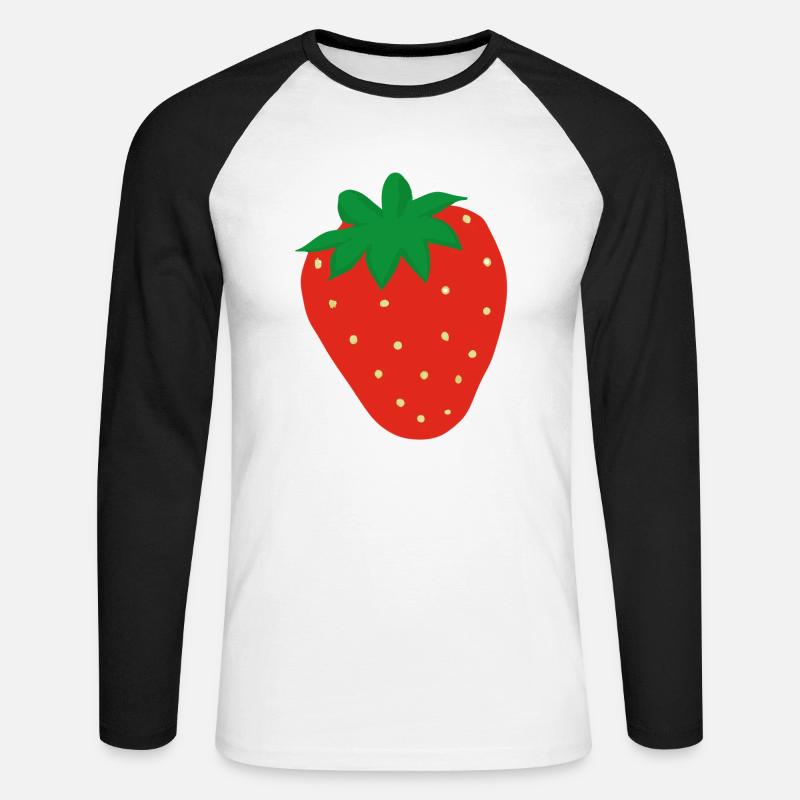 Erdbeere Illustration Geschenkidee - Unisex Baseballshirt langarm - Weiß/Schwarz