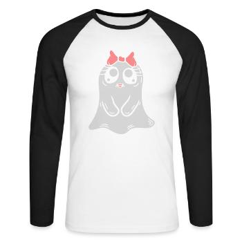 Comic Little Ghost Girl - Unisex Long Sleeve Baseball T-Shirt - white/black - Front - Nik (191cm)