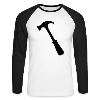 Marteau - T-shirt baseball manches longues Homme - blanc/noir - Devant - Nik (191cm)
