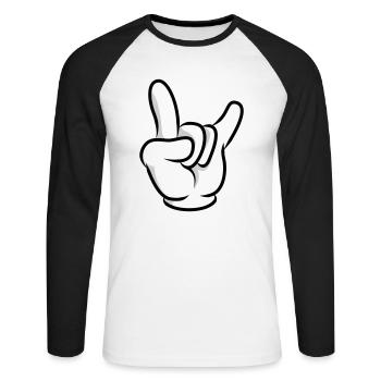 hand symbol - Unisex Baseballshirt langarm - Weiß/Schwarz - Vorne - Nik (191cm)