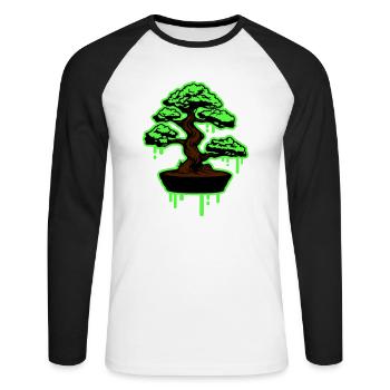 Tree Bonsai Symbol - Unisex Long Sleeve Baseball T-Shirt - white/black - Front - Nik (191cm)