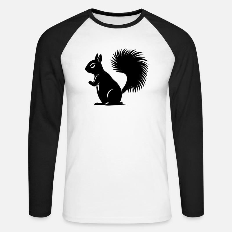 Eichhörnchen - Unisex Baseballshirt langarm - Weiß/Schwarz