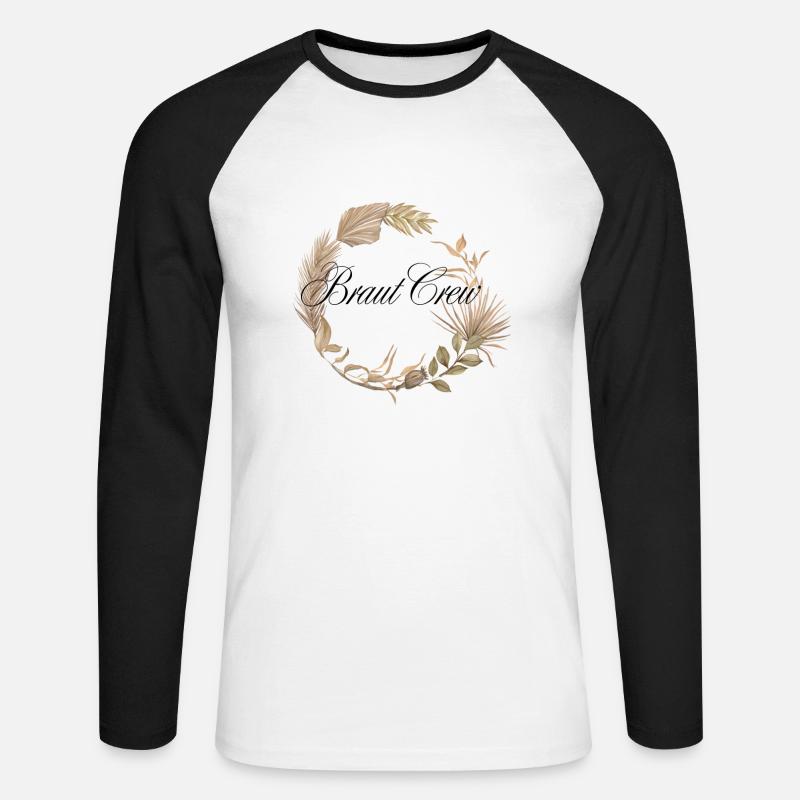 Braut Crew Boho Kranz - Unisex Baseballshirt langarm - Weiß/Schwarz