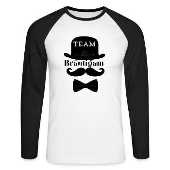 Team Bräutigam - Unisex Baseballshirt langarm - Weiß/Schwarz - Vorne - Nik (191cm)