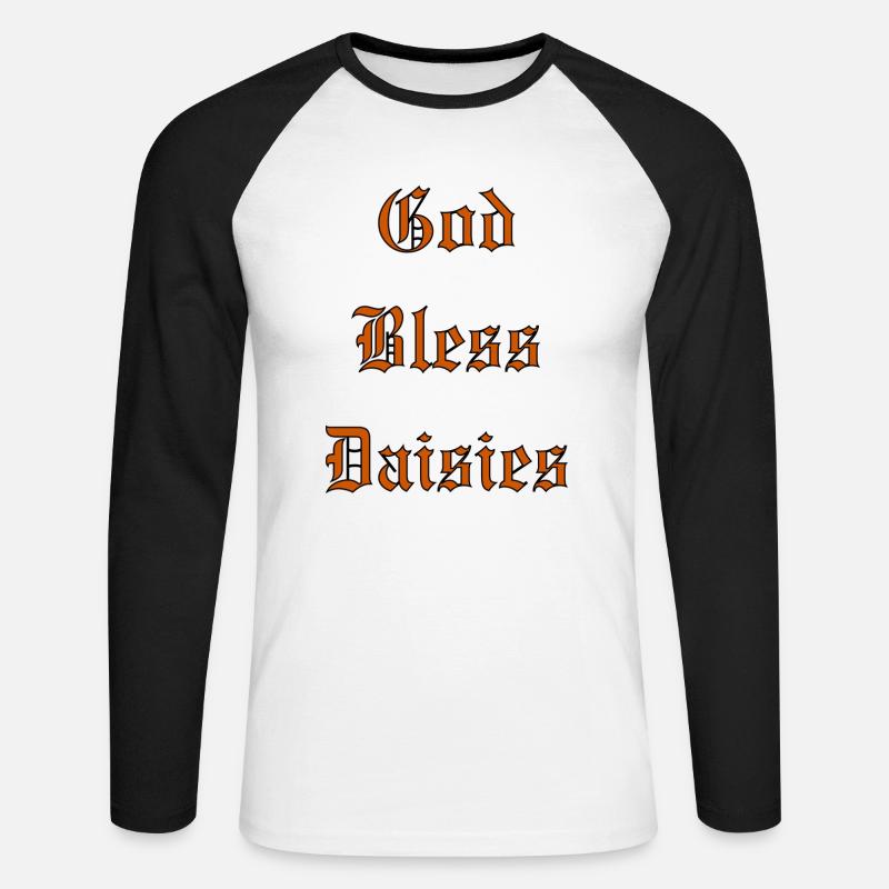 GodBlessDaisies - Unisex Baseballshirt langarm - Weiß/Schwarz