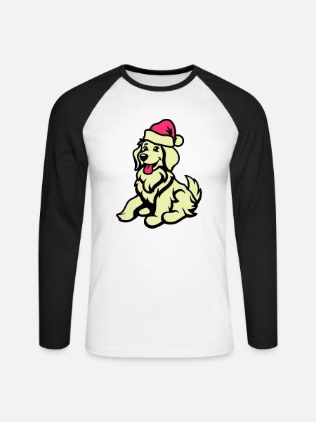 Dog Comic Animal Christmas - Unisex Long Sleeve Baseball T-Shirt - white/black
