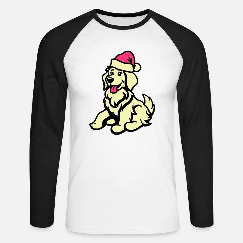 hund comic tier weihnachten - Unisex Baseballshirt langarm - Weiß/Schwarz