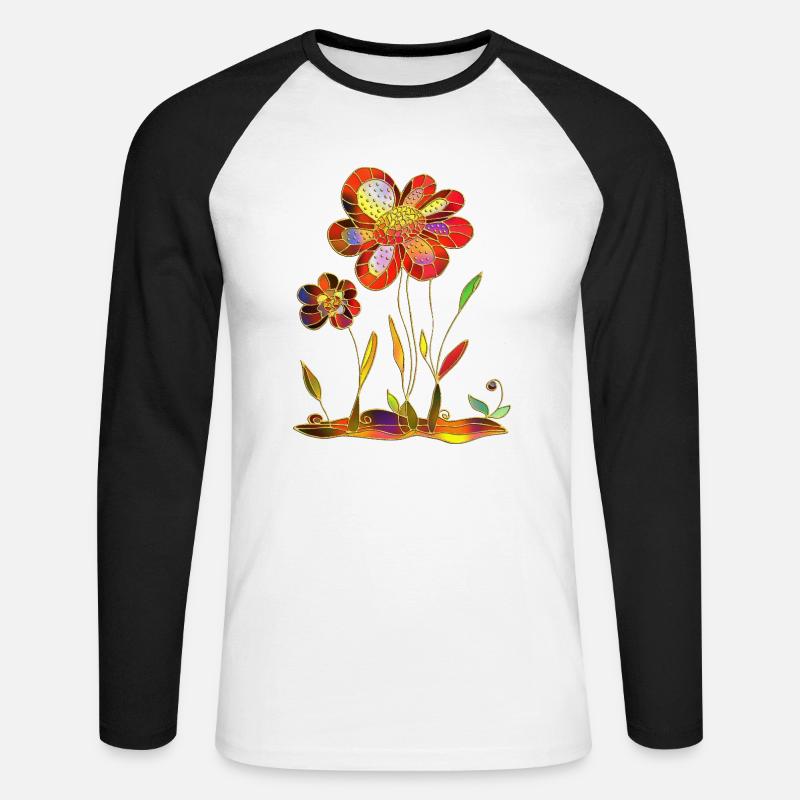 Fleur - T-shirt baseball manches longues Homme - blanc/noir