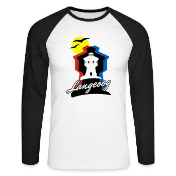 Langeoog Style mit Wasserturm - Unisex Baseballshirt langarm - Weiß/Schwarz - Vorne - Nik (191cm)