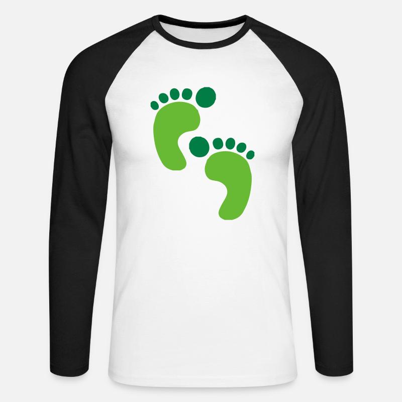 footprints2 - Unisex Baseballshirt langarm - Weiß/Schwarz