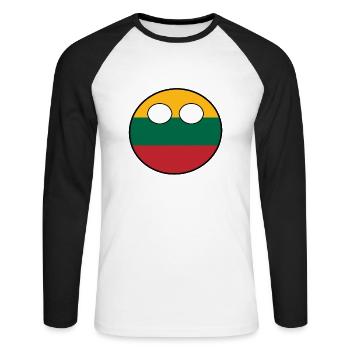 Countryball Pays Patrie Lituanie - T-shirt baseball manches longues Homme - blanc/noir - Devant - Nik (191cm)