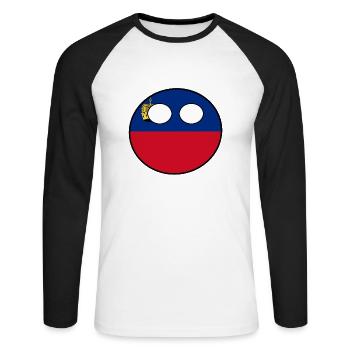 Countryball Pays Patrie Liechtenstein - T-shirt baseball manches longues Homme - blanc/noir - Devant - Nik (191cm)