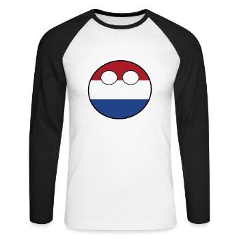 Countryball Country Home Netherlands - Unisex Long Sleeve Baseball T-Shirt - white/black - Front - Nik (191cm)