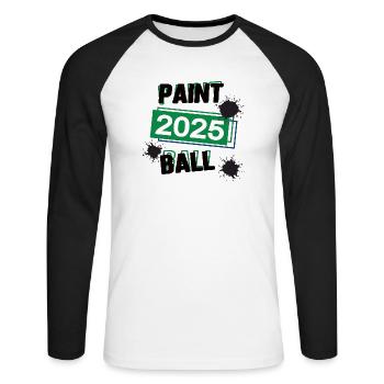 Paintball Spieler Team Turnier Mannschaft in 2025 - Unisex Baseballshirt langarm - Weiß/Schwarz - Vorne - Nik (191cm)