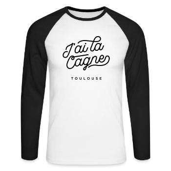 Ich habe die Cagne - Toulouse. - Unisex Baseballshirt langarm - Weiß/Schwarz - Vorne - Nik (191cm)