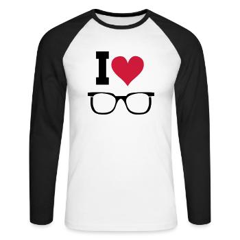 Glasses Sunglasses Heart Statement Gift - Unisex Long Sleeve Baseball T-Shirt - white/black - Front - Nik (191cm)