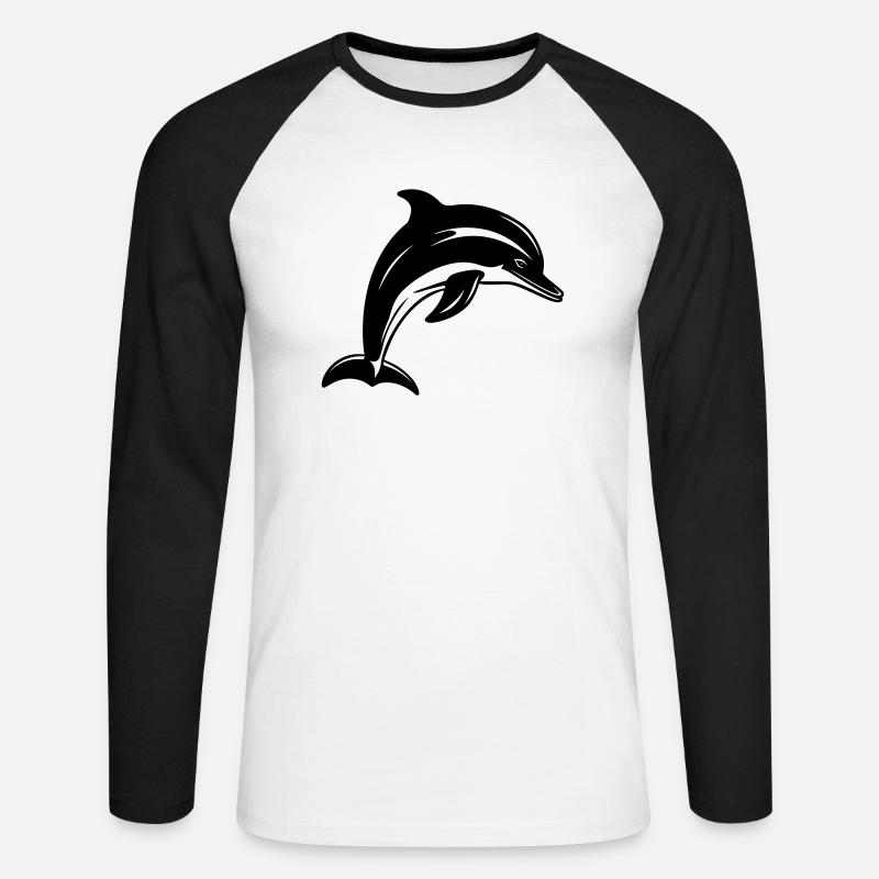 Delfin - Unisex Baseballshirt langarm - Weiß/Schwarz