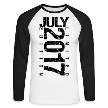 Birthday July 2017 July born in July 2017 - Unisex Long Sleeve Baseball T-Shirt - white/black - Front - Nik (191cm)