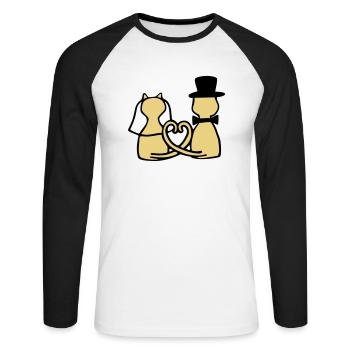 Katzen Hochzeit - Unisex Baseballshirt langarm - Weiß/Schwarz - Vorne - Nik (191cm)