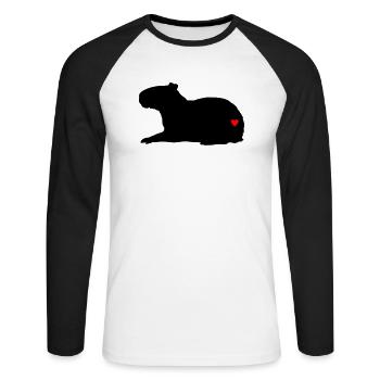 Love Capybara - Unisex Baseballshirt langarm - Weiß/Schwarz - Vorne - Nik (191cm)