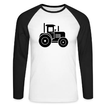 Traktor - Unisex Baseballshirt langarm - Weiß/Schwarz - Vorne - Nik (191cm)