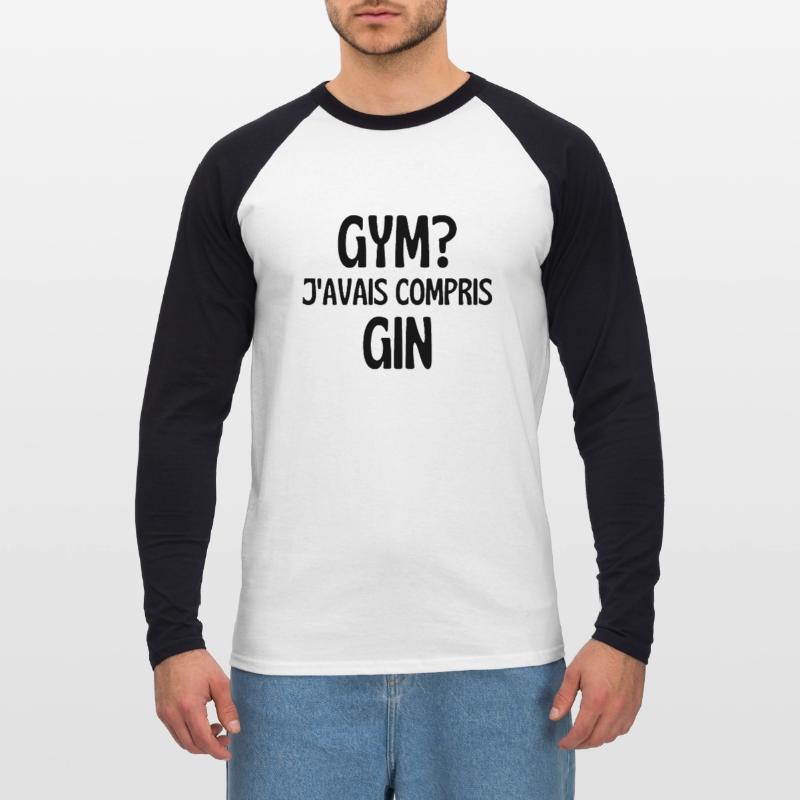 j'avais compris gin T-shirt baseball manches longues Homme