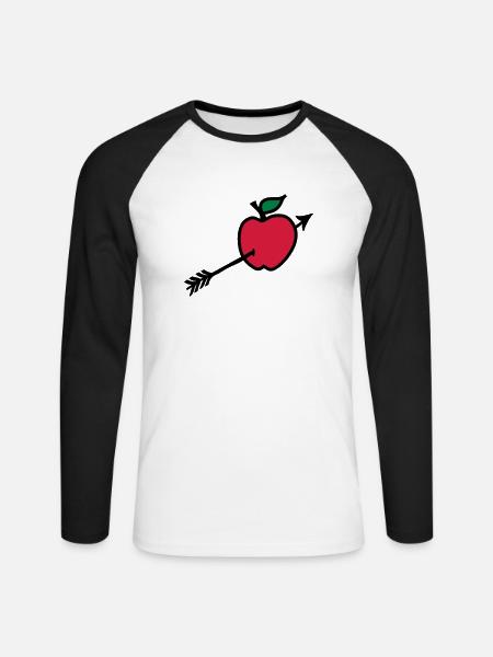 arrow butt apple heart shot - Unisex Long Sleeve Baseball T-Shirt - white/black