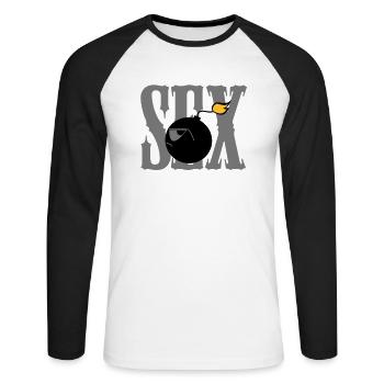 sex bomb - Unisex Long Sleeve Baseball T-Shirt - white/black - Front - Nik (191cm)