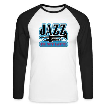 jazz is my life - T-shirt baseball manches longues Homme - blanc/noir - Devant - Nik (191cm)