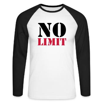 No Limit - Unisex Baseballshirt langarm - Weiß/Schwarz - Vorne - Nik (191cm)