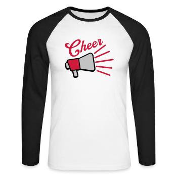 Cheer Megaphone speak symbol - Unisex Long Sleeve Baseball T-Shirt - white/black - Front - Nik (191cm)