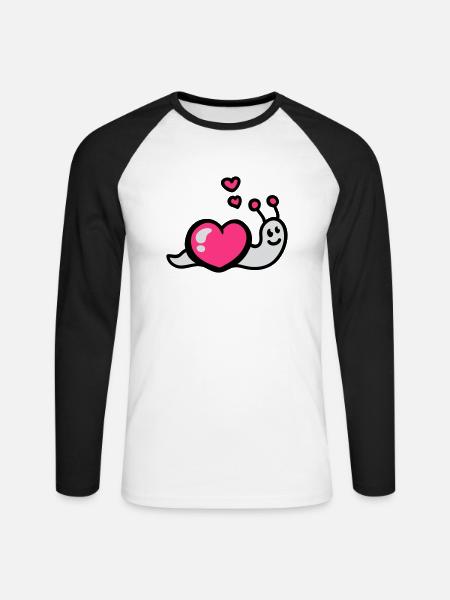 Herz Schnecke 3 - Unisex Baseballshirt langarm - Weiß/Schwarz