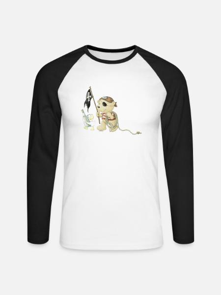 PP_Pirat_02 - Unisex Baseballshirt langarm - Weiß/Schwarz