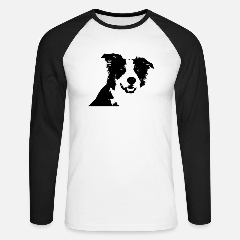 Border-Collie - Unisex Baseballshirt langarm - Weiß/Schwarz
