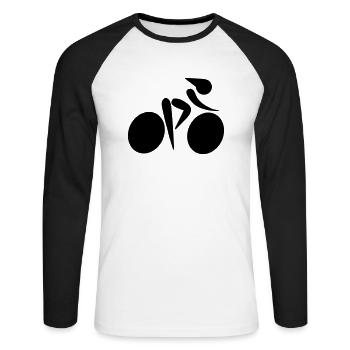 Rennradfahrern - Unisex Baseballshirt langarm - Weiß/Schwarz - Vorne - Nik (191cm)