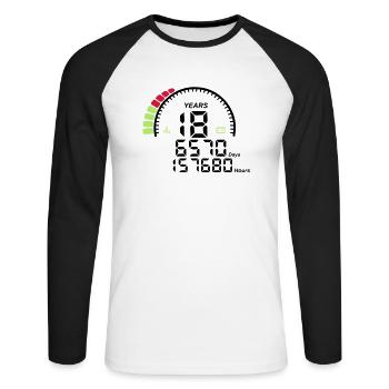 Gegen Jubiläum Jahre 18 Jahre - Unisex Baseballshirt langarm - Weiß/Schwarz - Vorne - Nik (191cm)