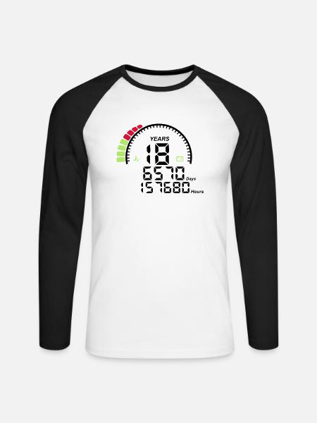 counter anniversary years 18 years - Unisex Long Sleeve Baseball T-Shirt - white/black