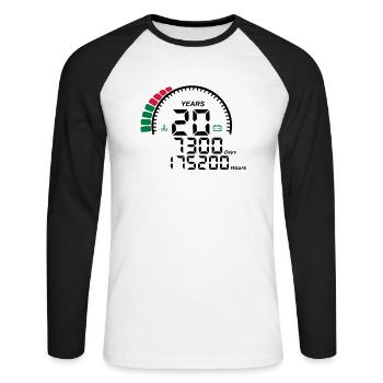 years 20 years anniversary meter - Unisex Long Sleeve Baseball T-Shirt - white/black - Front - Nik (191cm)