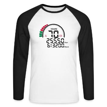 Gegen Jubiläum Jahre 70 Jahre - Unisex Baseballshirt langarm - Weiß/Schwarz - Vorne - Nik (191cm)
