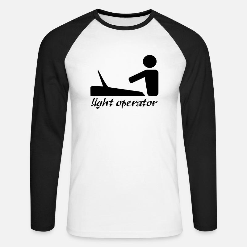 lightoperator_text - Unisex Baseballshirt langarm - Weiß/Schwarz