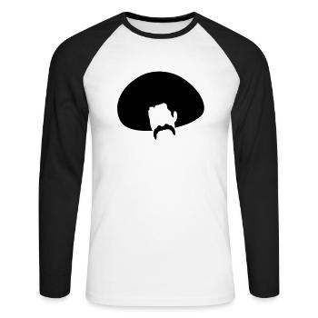 chapeau mexicain moustache mustache5 - T-shirt baseball manches longues Homme - blanc/noir - Devant - Nik (191cm)
