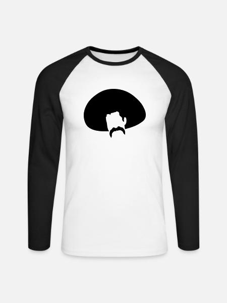 Mexikanischen Hut Schnurrbart mustache5 - Unisex Baseballshirt langarm - Weiß/Schwarz