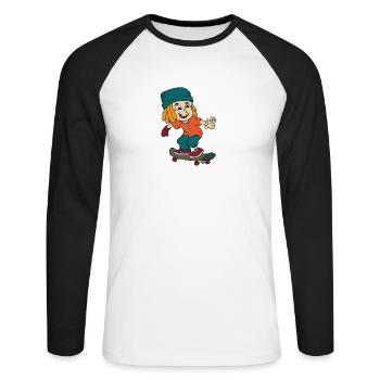 Skateboad enfant - T-shirt baseball manches longues Homme - blanc/noir - Devant - Nik (191cm)